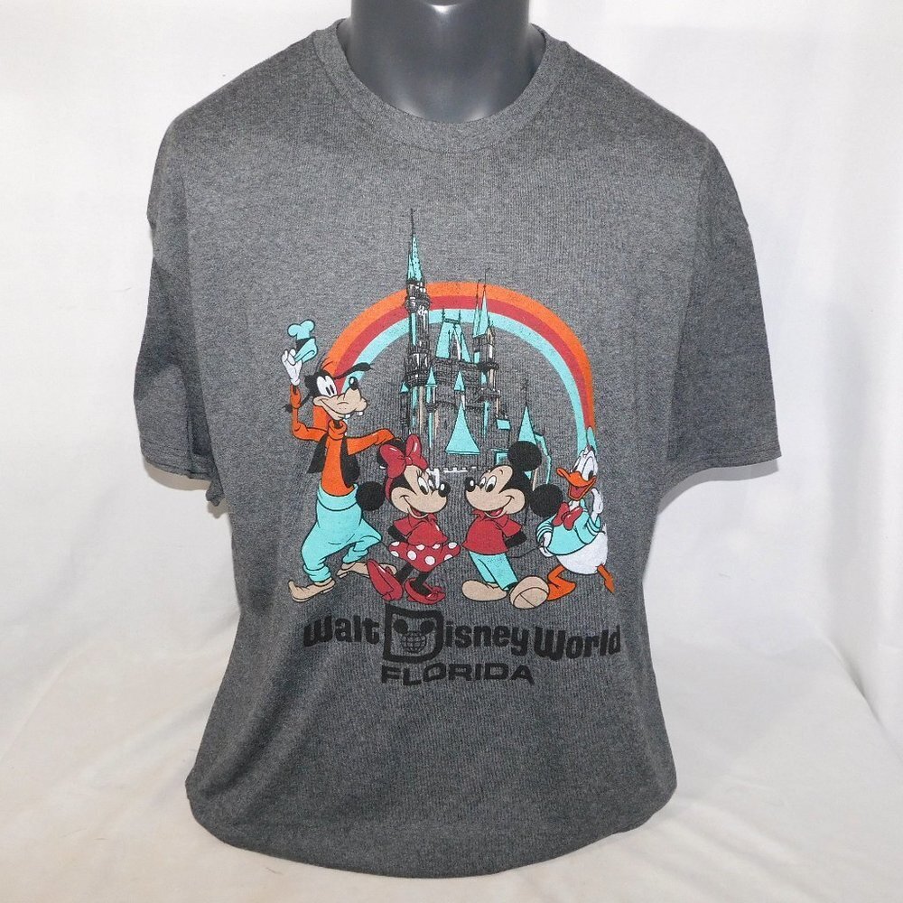 Disney World Florida Flash Back Gray Mickey and Friends Mens XL Gray Shirt